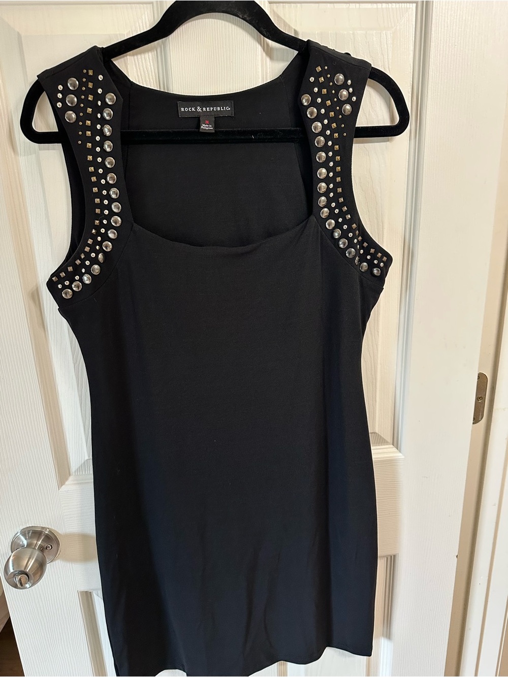 Rock & Republic Black Studded Sleeveless Black Dress